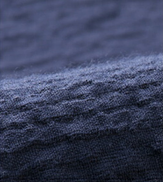 Navy Blue Chijimi Ori Cotton Samue
