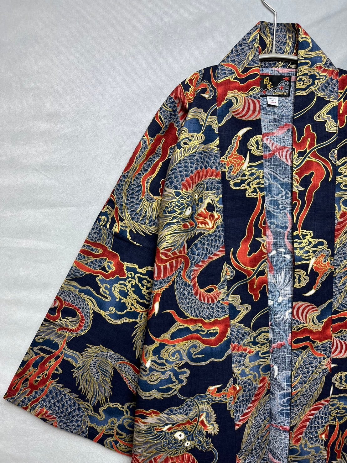 Traditional Japanese Hanten Jacket Cotton Navy Blue Dragon– Made in Japan 🇯🇵