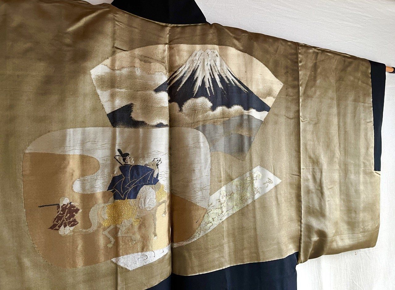 Traditional Japanese Men’s Antique Haori - “Yoritomo’s Journey to Mount Fuji”