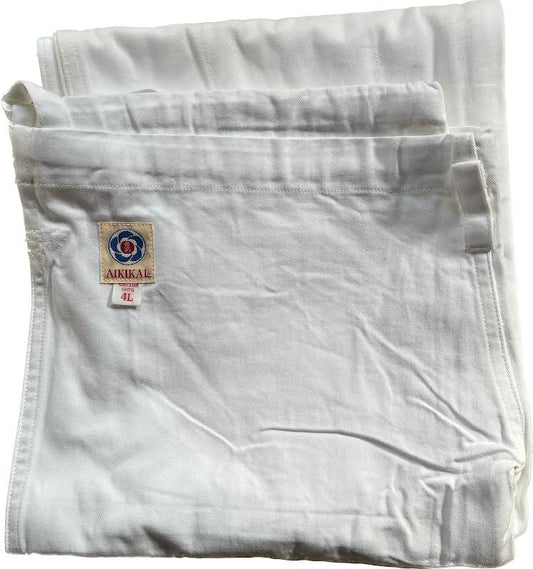 Aikido Pants - White Cotton Aikikai Tozando (Size 4L)