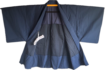 Antique Blue Tsumugi Silk Haori for Men – 100% Made in Japan