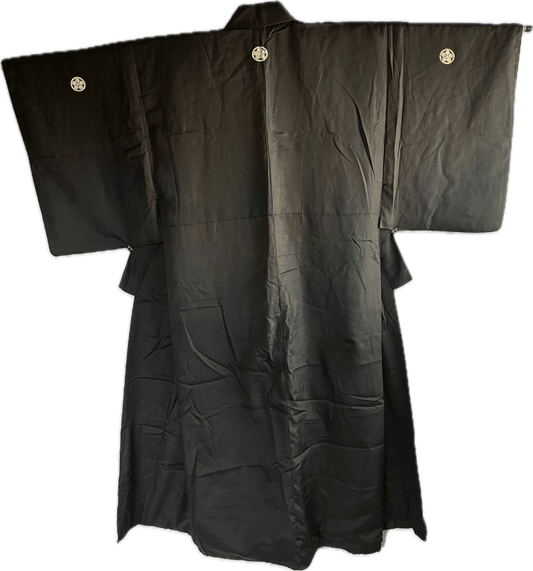 Men's Antique Formal Japanese Kimono Black Montsuki – BujindoShop
