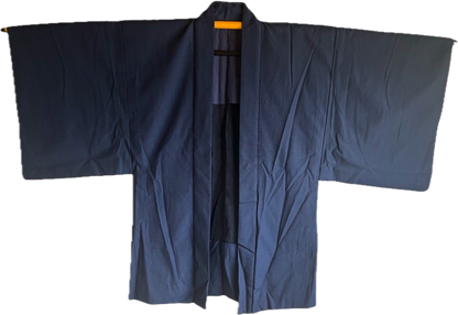 Antique Blue Tsumugi Silk Haori for Men – 100% Made in Japan