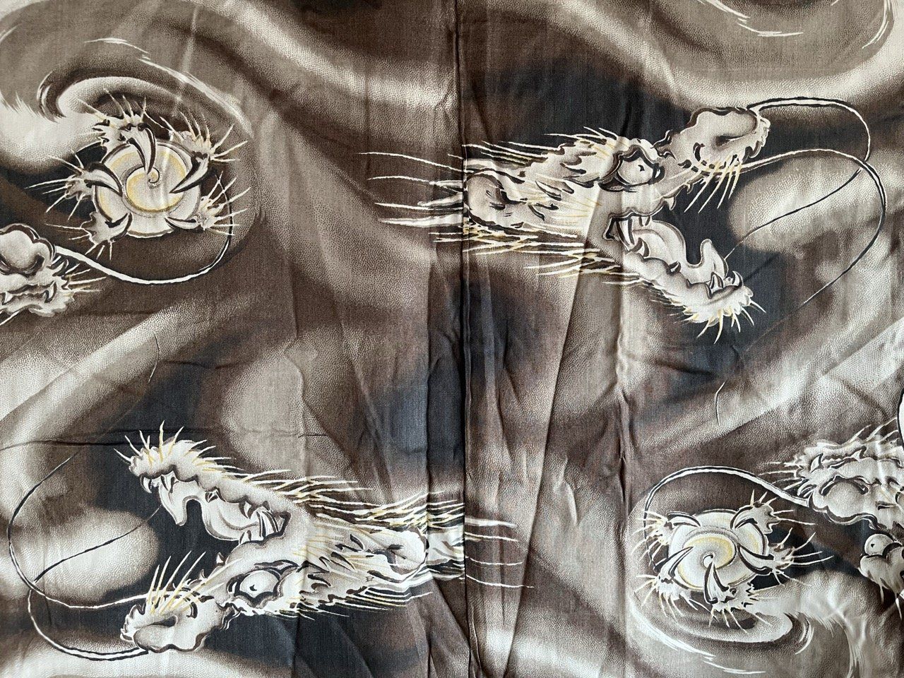 Antique Brown Silk Haori for Men “Divine Dragon” Lining – Made in Japan