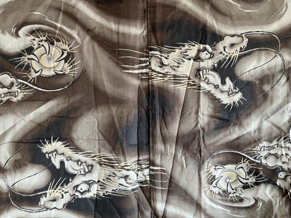 Antique Brown Silk Haori for Men “Divine Dragon” Lining – Made in Japan