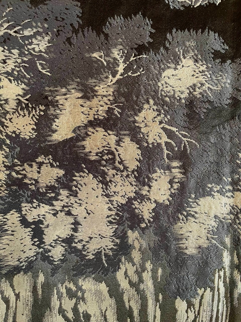 Antique Japanese Haori Men’s Black Silk Sagarifuji Montsuki - Fuji Waterfall