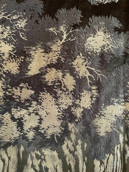 Antique Japanese Haori Men’s Black Silk Sagarifuji Montsuki - Fuji Waterfall