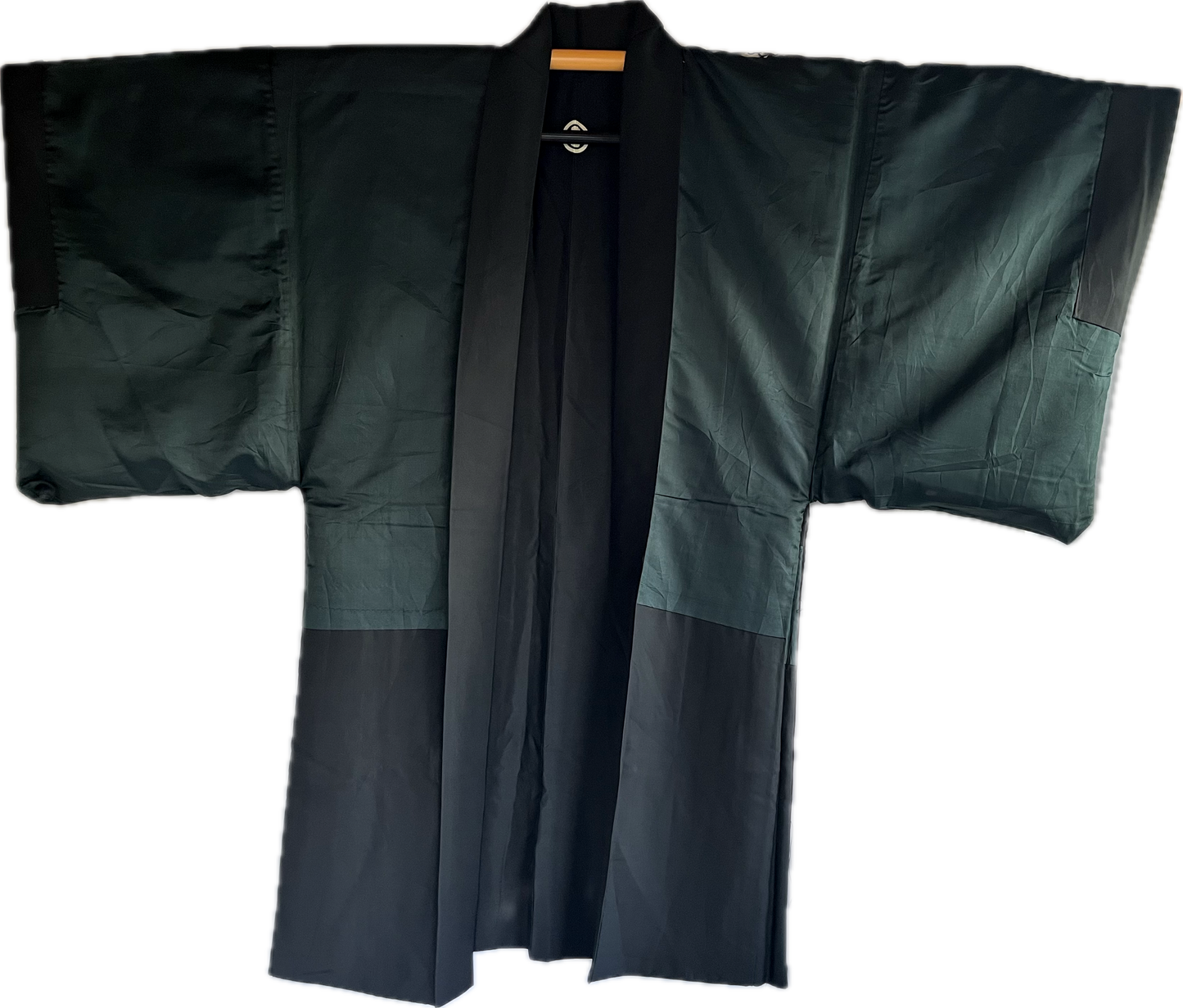 Men's Antique Japanese Haori Jacket Black Silk Mokkou Montsuki Dragon VS Tiger