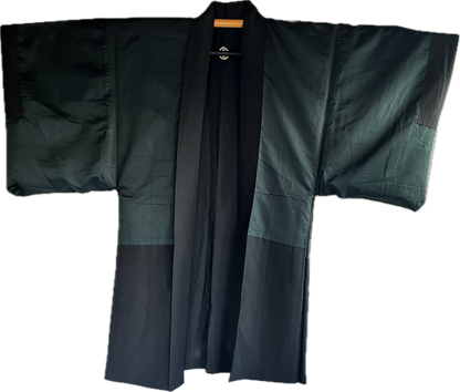 Men's Antique Japanese Haori Jacket Black Silk Mokkou Montsuki Dragon VS Tiger