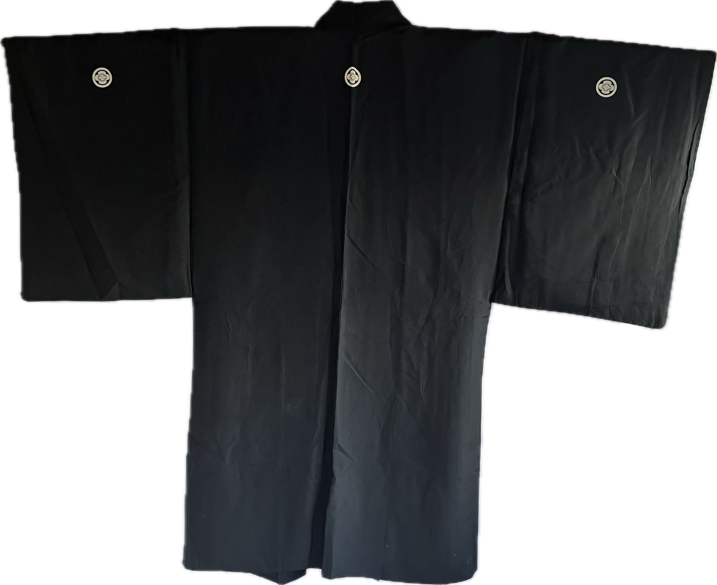 Men's Antique Japanese Haori Jacket Black Silk Mokkou Montsuki Dragon VS Tiger