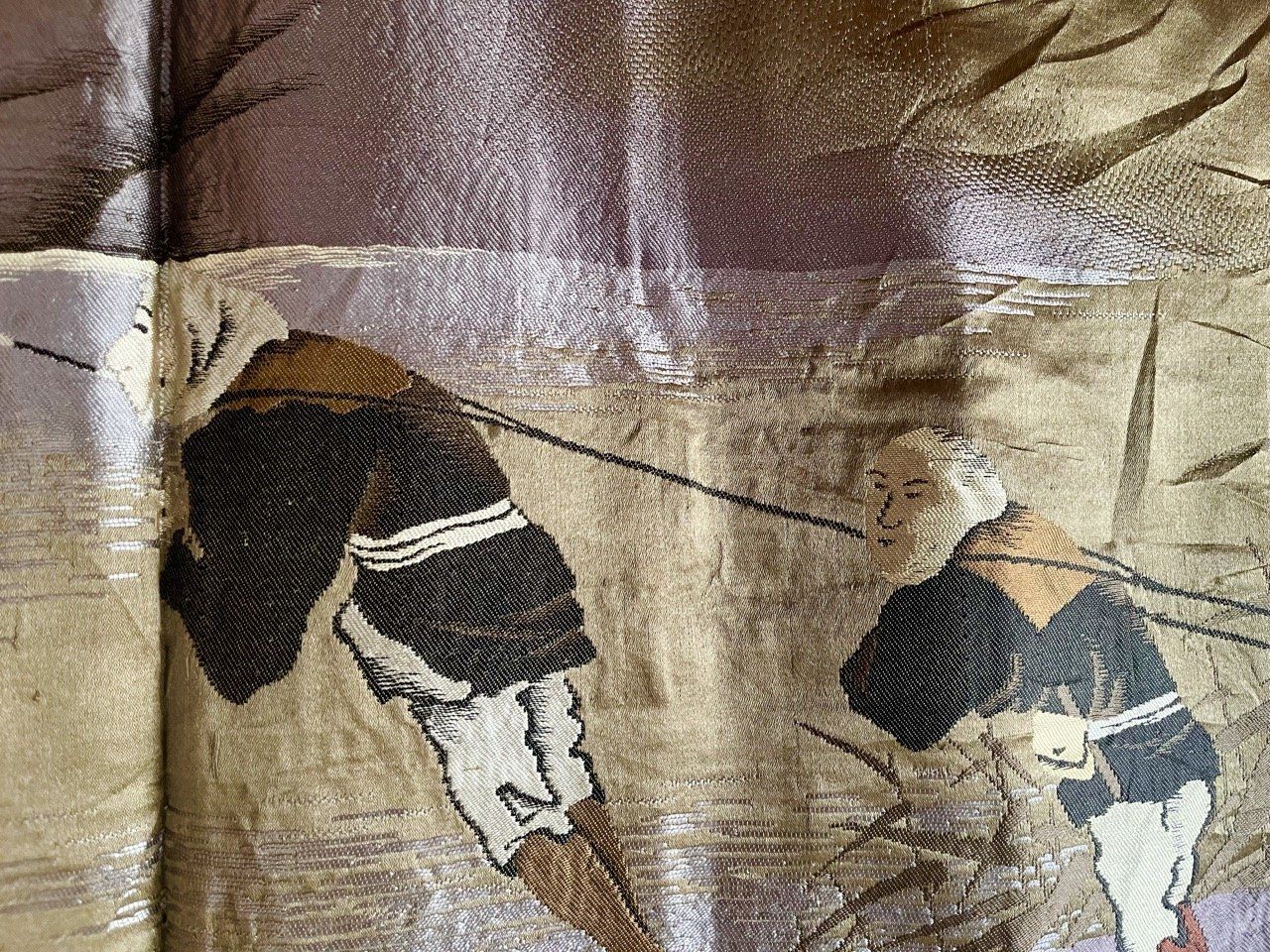 Antique Men’s Haori – Black Silk – TakanoHane Montsuki – Japanese Rural Landscape