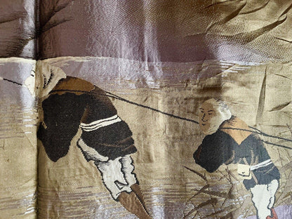 Antique Men’s Haori – Black Silk – TakanoHane Montsuki – Japanese Rural Landscape