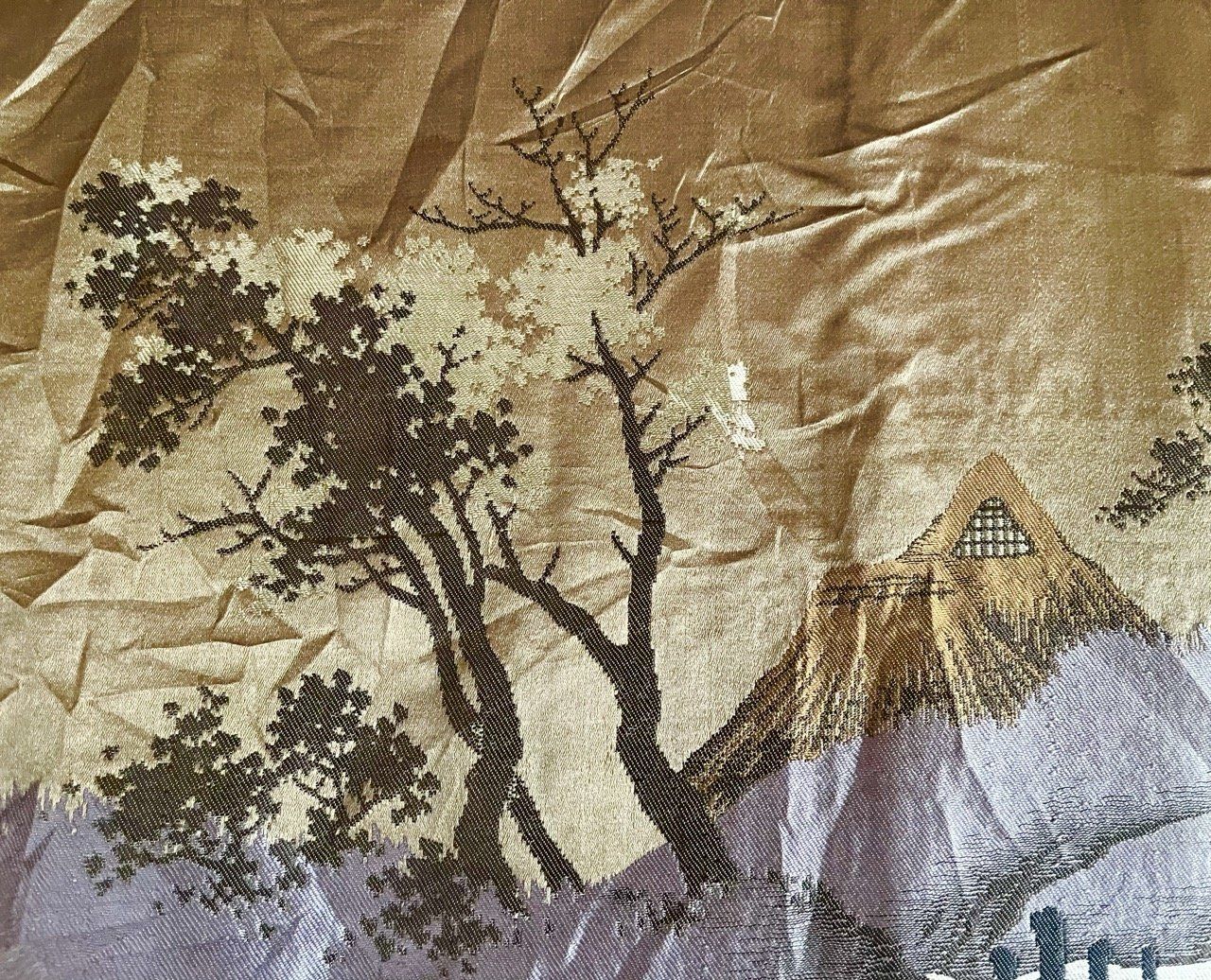 Antique Men’s Haori – Black Silk – TakanoHane Montsuki – Japanese Rural Landscape