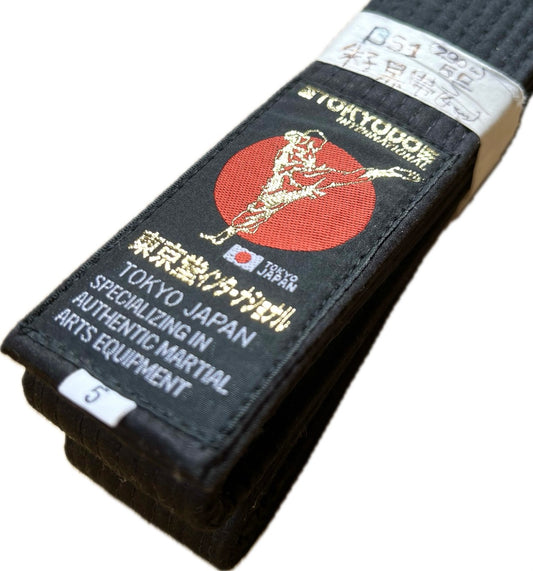 Tokyodo BS1 Satin Black Belt high quality (4cm width) - Size 5 (290 cm) Tokyodo