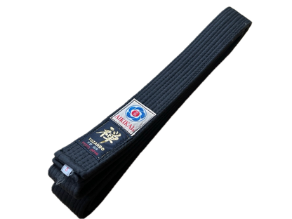 Black Aikido Obi Cotton Belt Tozando Zen & Aikikai label Size 5 (290 cm) Made in Japan