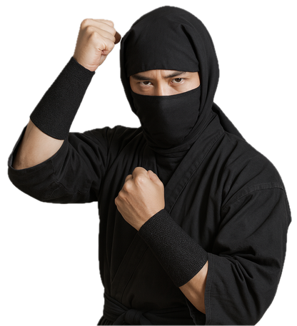 Black Cotton Sashiko Ninja Tekko 5 Kohaze