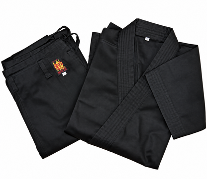 BUTOKU Black Cotton Ninjutsugi – Medium-Weight Ninjutsu Uniform for Beginners