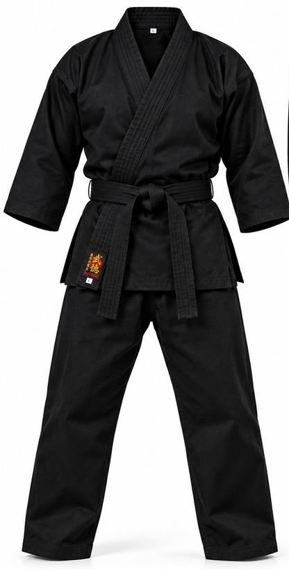 BUTOKU Black Cotton Ninjutsugi – Medium-Weight Ninjutsu Uniform for Beginners
