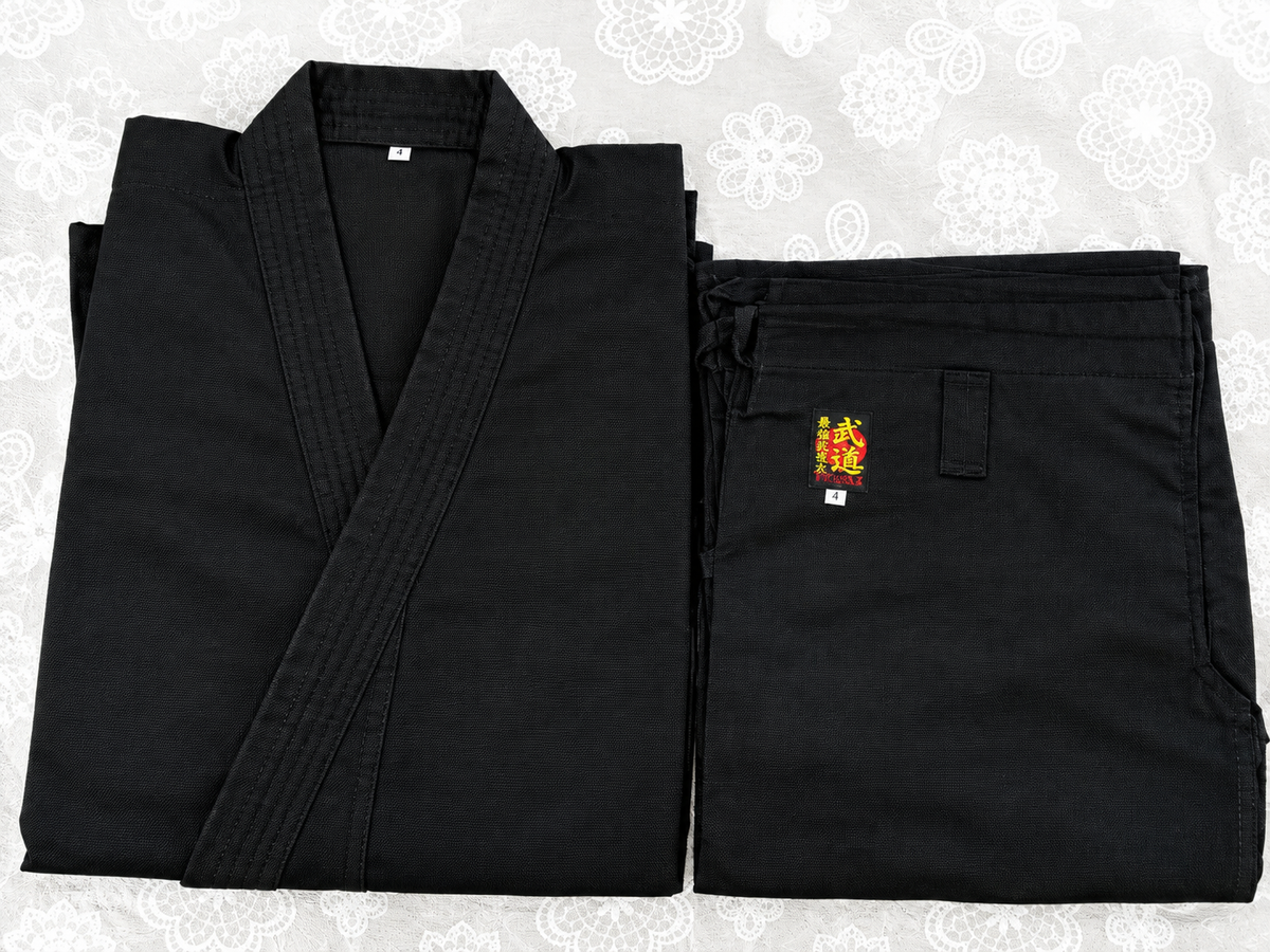 BUTOKU Black Cotton Ninjutsugi – Medium-Weight Ninjutsu Uniform for Beginners