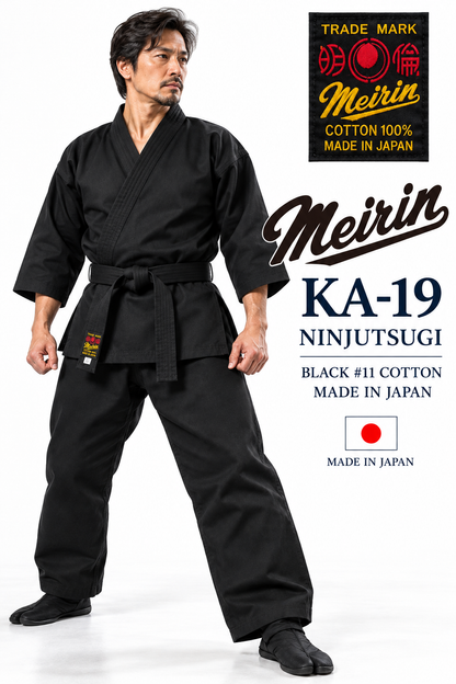 MEIRIN KA-19 Black Ninjutsugi #11 Cotton Made in Japan