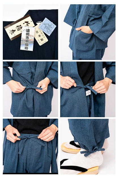 Deluxe Japanese Samue for Men Yoryu Muji Cotton & Linen Made in Japan (6 Colors)