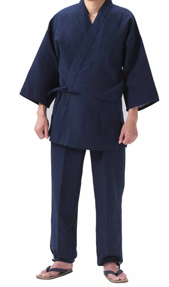 Deluxe Samue NijuOri Double-layered Indigo Dye Cotton Size:2L Made in Kurume Japan BujindoShop