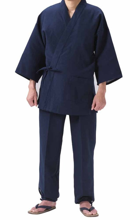 Deluxe Samue NijuOri Double-layered Indigo Dye Cotton Size:2L Made in Kurume Japan BujindoShop