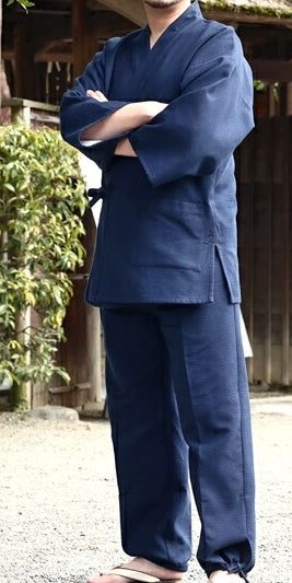 Deluxe Samue NijuOri Double-layered Indigo Dye Cotton Size:2L Made in Kurume Japan BujindoShop