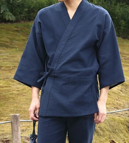 Deluxe Samue NijuOri Double-layered Indigo Dye Cotton Size:2L Made in Kurume Japan BujindoShop