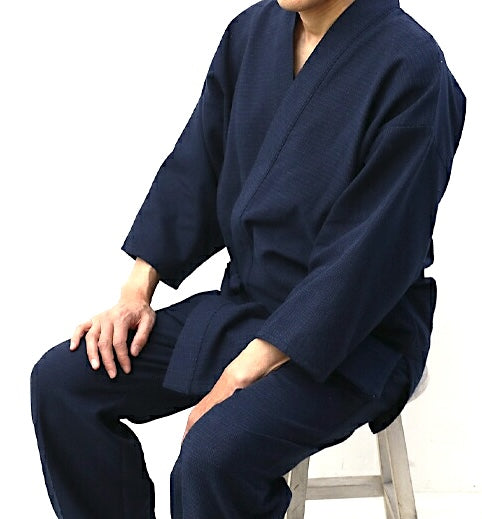 Deluxe Samue NijuOri Double-layered Indigo Dye Cotton Size:2L Made in Kurume Japan BujindoShop