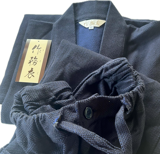 Deluxe Sashiko Heavyweight Samue Thick Cotton Navy Size 2L Made in Japan | Outlet – Limited Pieces