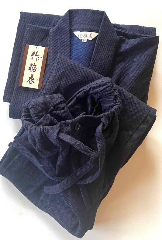 Deluxe Sashiko Heavyweight Samue Thick Cotton Navy Size 2L Made in Japan | Outlet – Limited Pieces