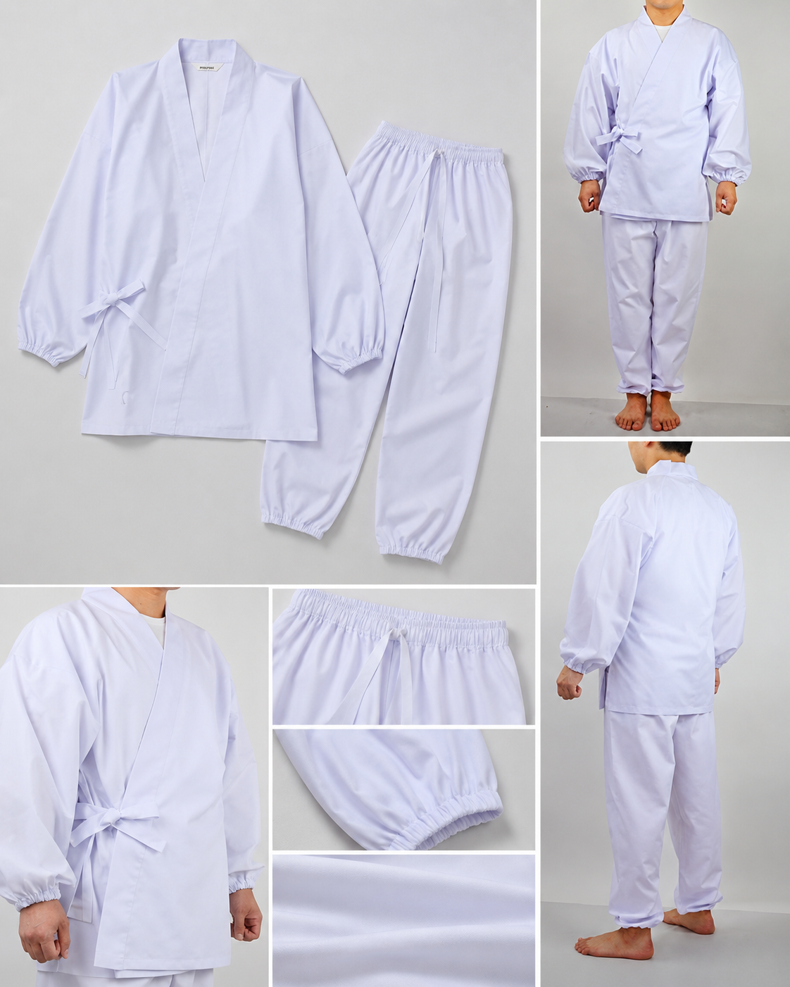 Standard White Buddhist Monk Samue – Made in Japan