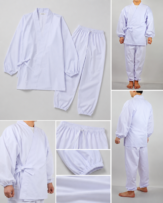 Standard White Buddhist Monk Samue – Made in Japan