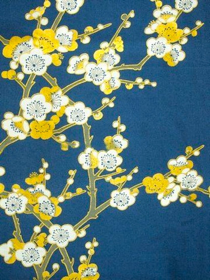 Women’s Yukata Shiro Ume White Plum Blossoms – Made in Kyoto, Japan
