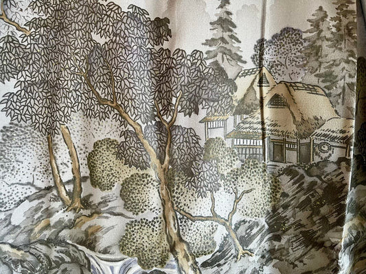 Men's Japanese Haori Blue Silk Thatched Roof House