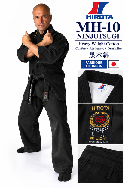 Hirota MH-10 Ninjutsu Uniform Black Cotton Uniform Heavy Weight