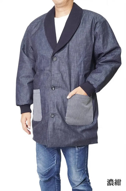 Japanese Denim Hanten Jacket – Kojima Denim Padded Winter  – Made in Japan