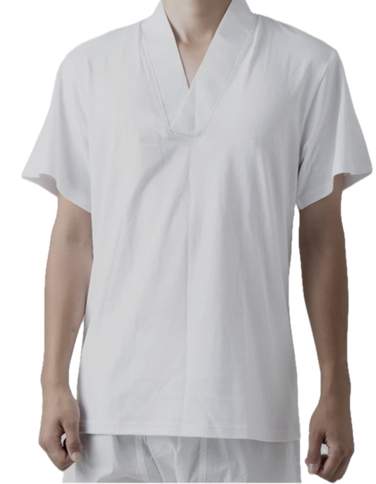 Japanese Han Juban T-shirt V-Neck White – 2L (LL) Men