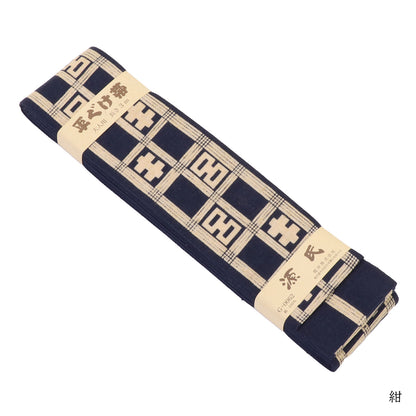 Japanese Hira Guke Obi Belt Dyed Kiro Koshi lattice pattern — Made in Japan