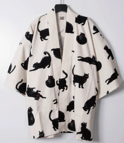 Japanese Kuro Neko Hanten – Black Cat Cotton Jacket Made in Japan