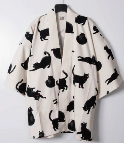 Japanese Kuro Neko Hanten – Black Cat Cotton Jacket Made in Japan