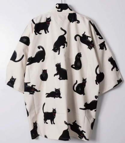 Japanese Kuro Neko Hanten – Black Cat Cotton Jacket Made in Japan
