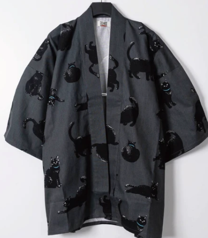 Japanese Kuro Neko Hanten – Black Cat Cotton Jacket Made in Japan