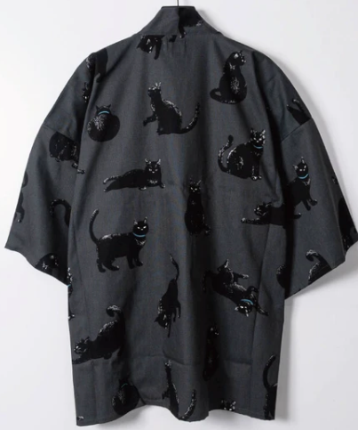 Japanese Kuro Neko Hanten – Black Cat Cotton Jacket Made in Japan