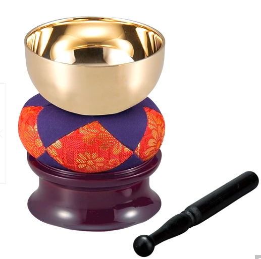 Japanese O-Rin Buddhist Bell 4-Piece Set – 2.5 Sun Brass Rin Bell – Made in Japan