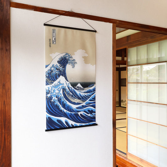 Japanese Wall Tapestry “Shiranami” – Great Wave of Kanagawa Style – Made in Japan