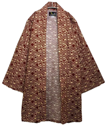 Japanese Wave Cat Hanten – Mustard Yellow & Red Cotton Nami Neko Jacket Made in Japan