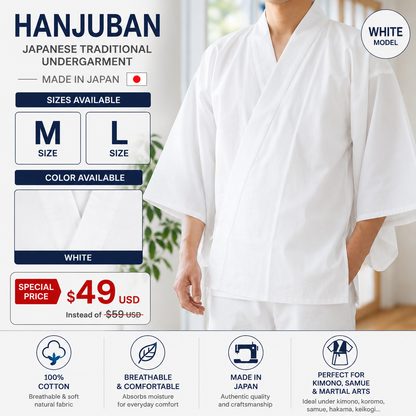 Japanese Hanjuban – Made in Japan Cotton Shitagi Undergarment