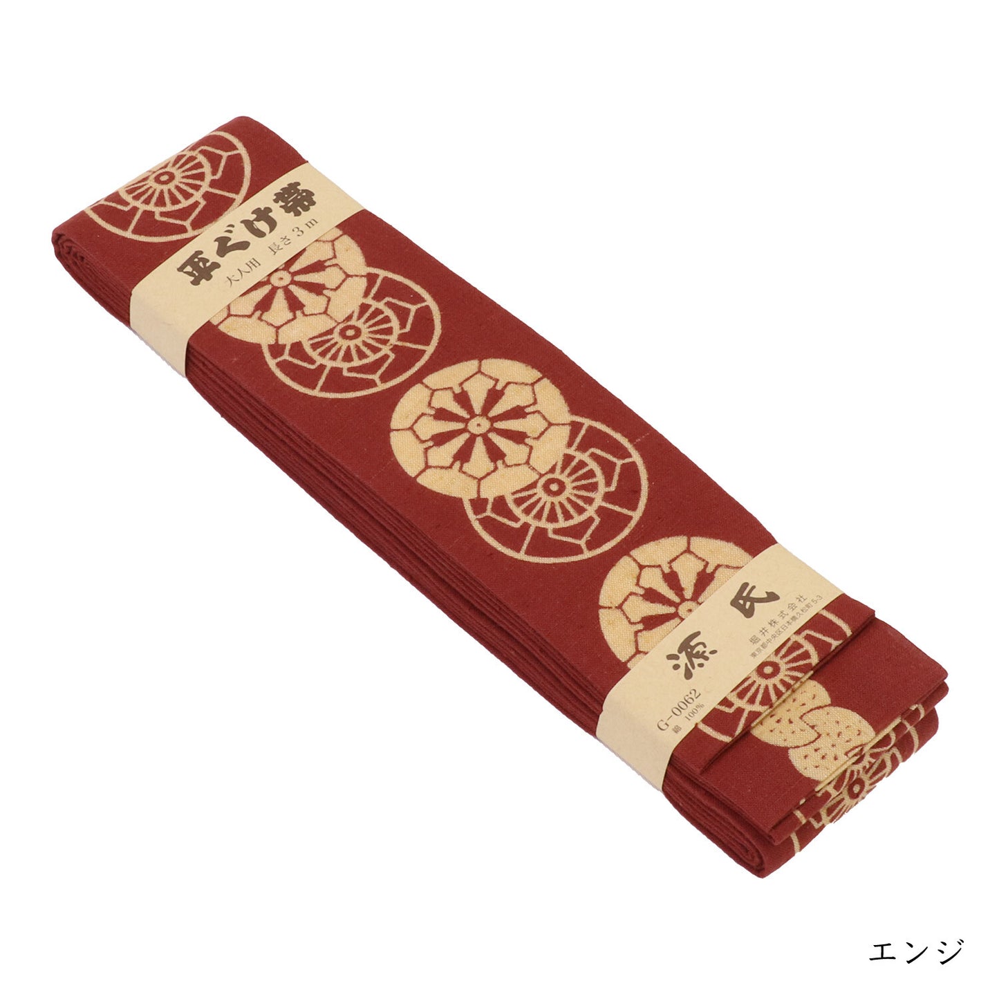Japanese Hira Guke Obi Belt Dyed Gosho Guruma pattern — Made in Japan